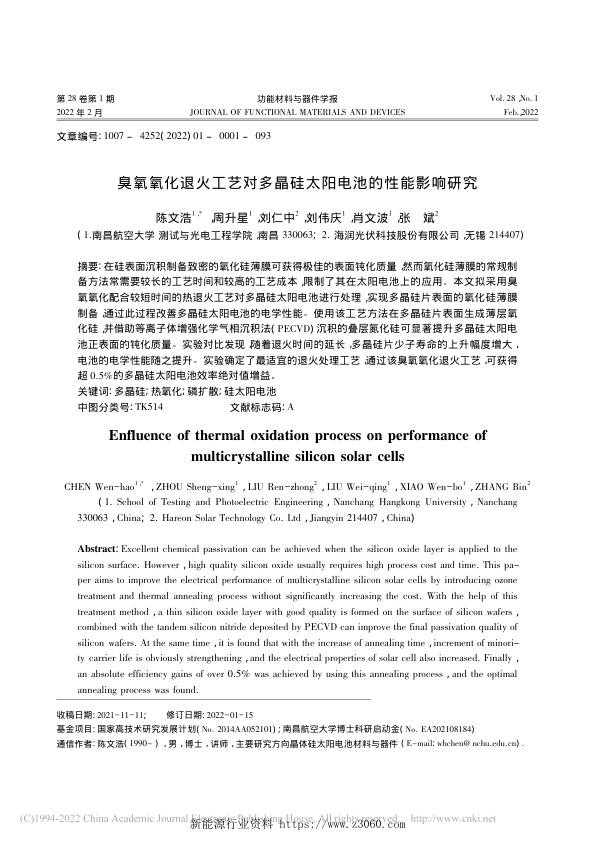 臭氧氧化退火工艺对多晶硅太阳电池的性能影响研究.jpg